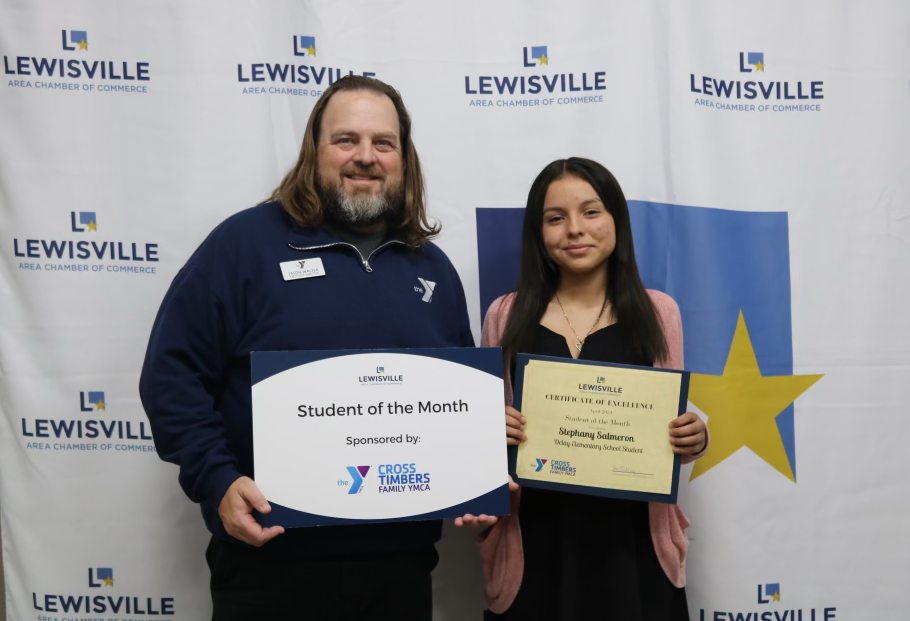 DeLay Middle School student Staphany Salmeron named Lewisville Chamber Student of the Month. April 2024